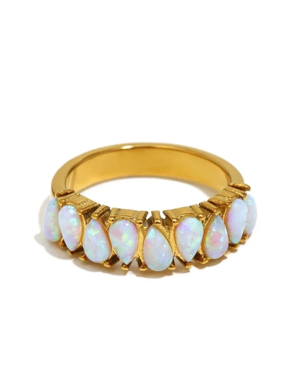 Pear-Cut Natural Austrian Gemstone Eternity Ring